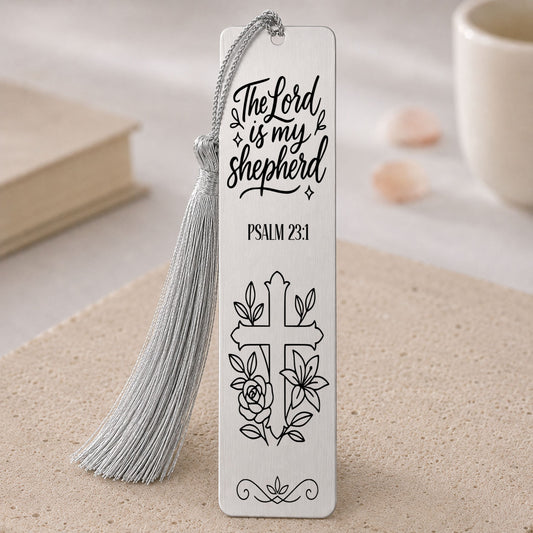 The Lord Is My Shepherd” Psalm 23:1 Christian Bookmark SILVER