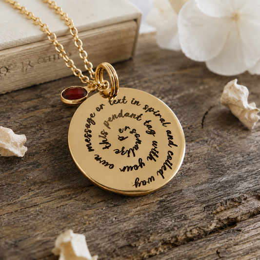 spiral text custom necklace
