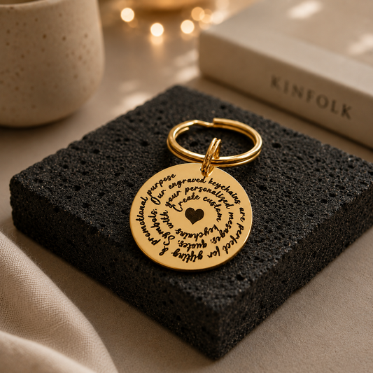custom engrave spiral text keychain