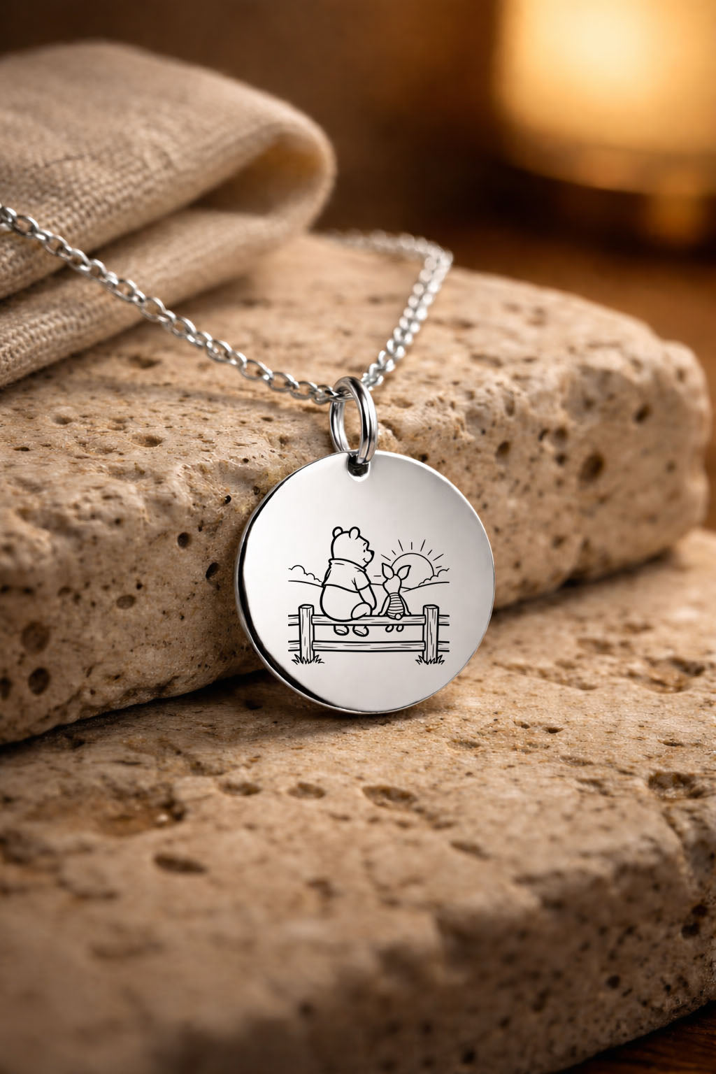 winnie pooh and piglet necklace Steel silver 
