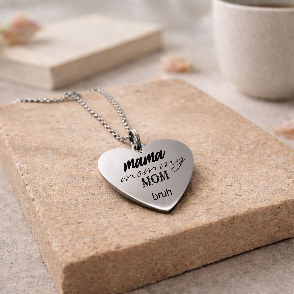 Funny Mom Gift for Mothers Day or her Birthday.Mama Mommy Mom Bruh, Engraved Necklace Gift for mom and boy moms from teenager.