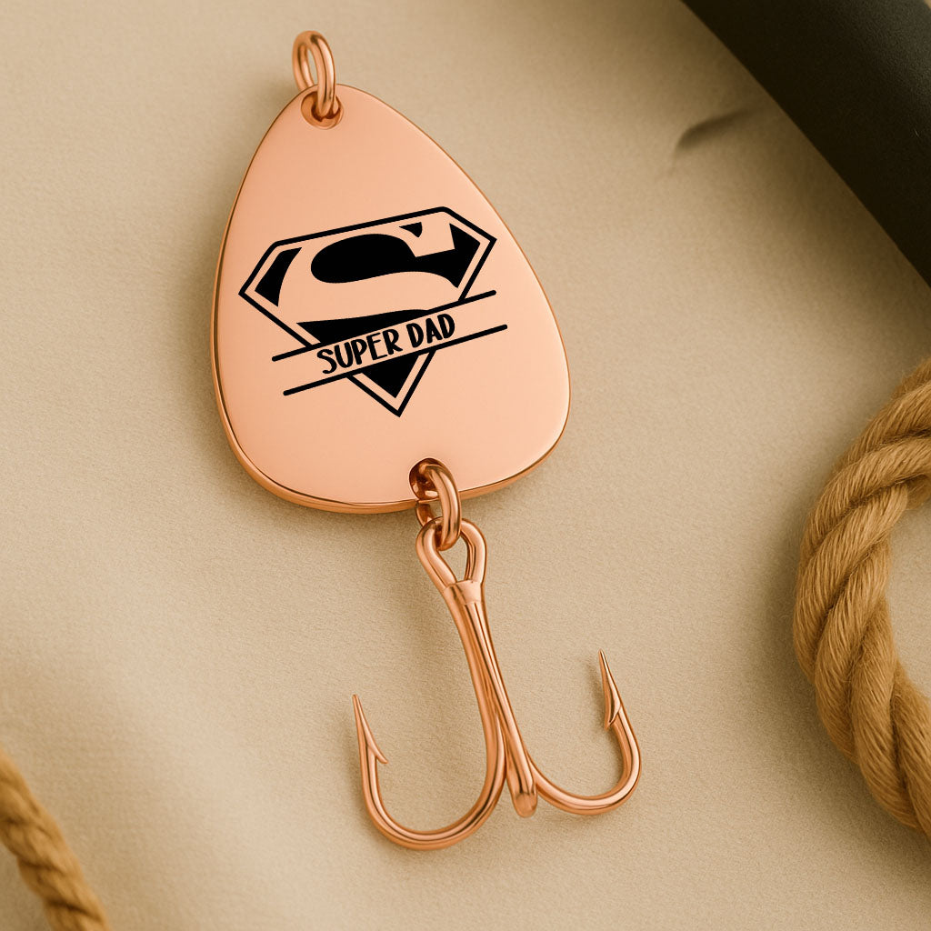 Super Dad engraved fish hook lure personalized fishing gift for dad Father's Day present custom engraved stainless steel lure