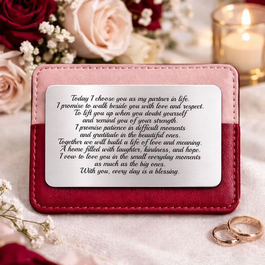 Personalized Wedding Vow Wallet Insert – Custom Engraved Love Letter Card for Husband or Wife, Anniversary & Wedding Gift