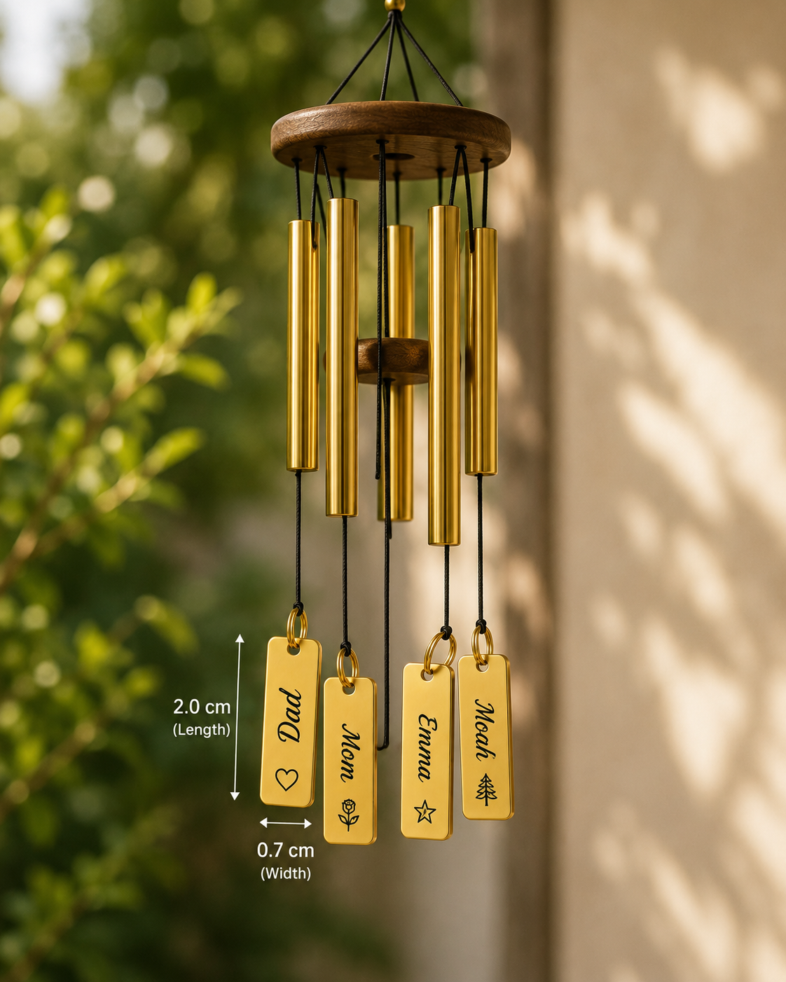 custom engrave wind chime charms